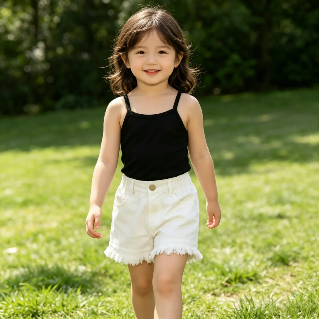 Girls Denim Shorts 2026 Summer 1-7Y Kids Short Jeans Solid Color Fashion Comfotable Clothing with Korean Style Pants image 2
