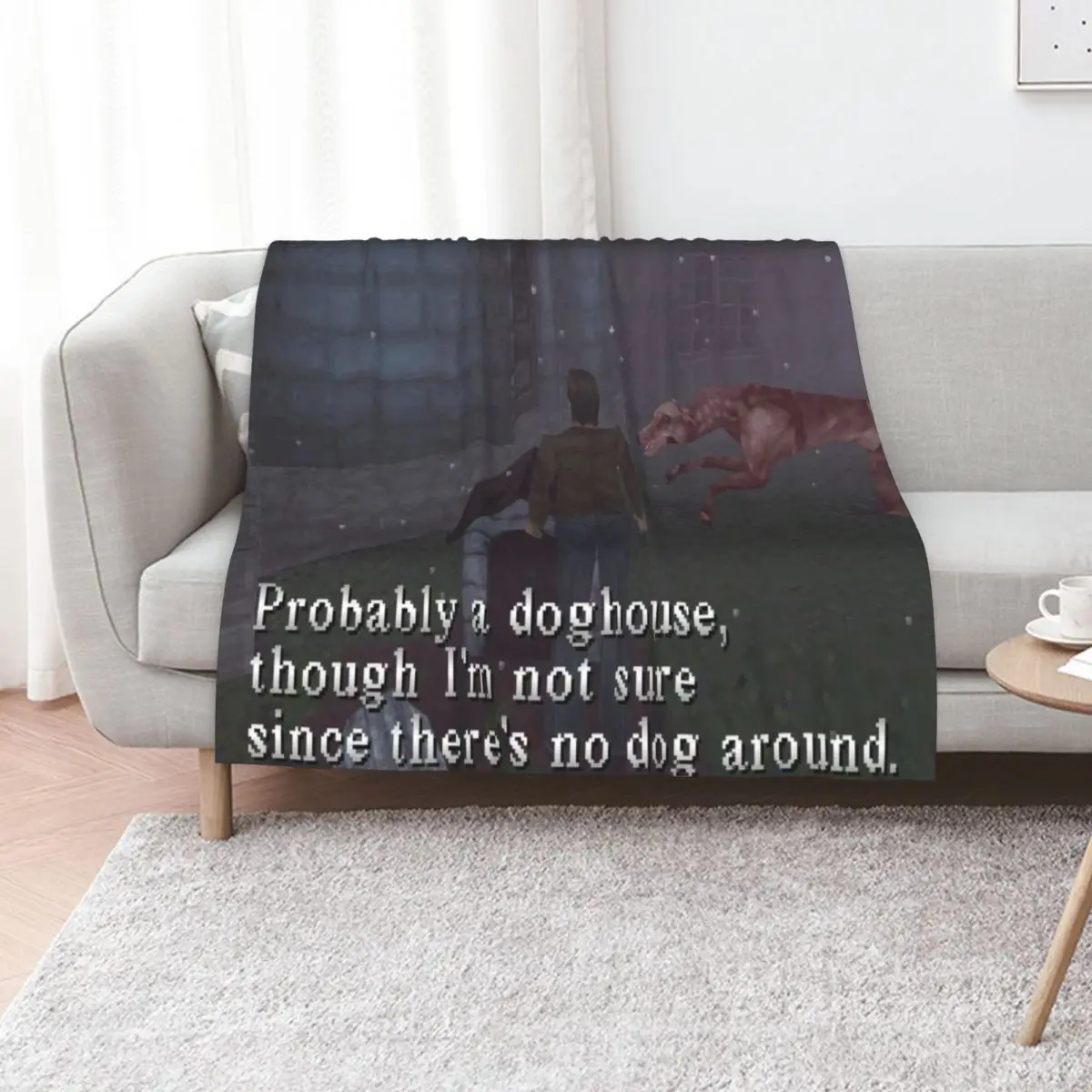 Silent Hill 1 Harry Mason Probably A Doghouse Meme Throw Blanket Cute Cute Plaid Thermal Shaggy Blankets