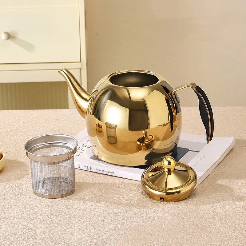 Turkish Double Teapot Caydanlık Stainless Steel Mother and Child Teapot Set with Filter For Gas Stove & Electric Ceramic Stove