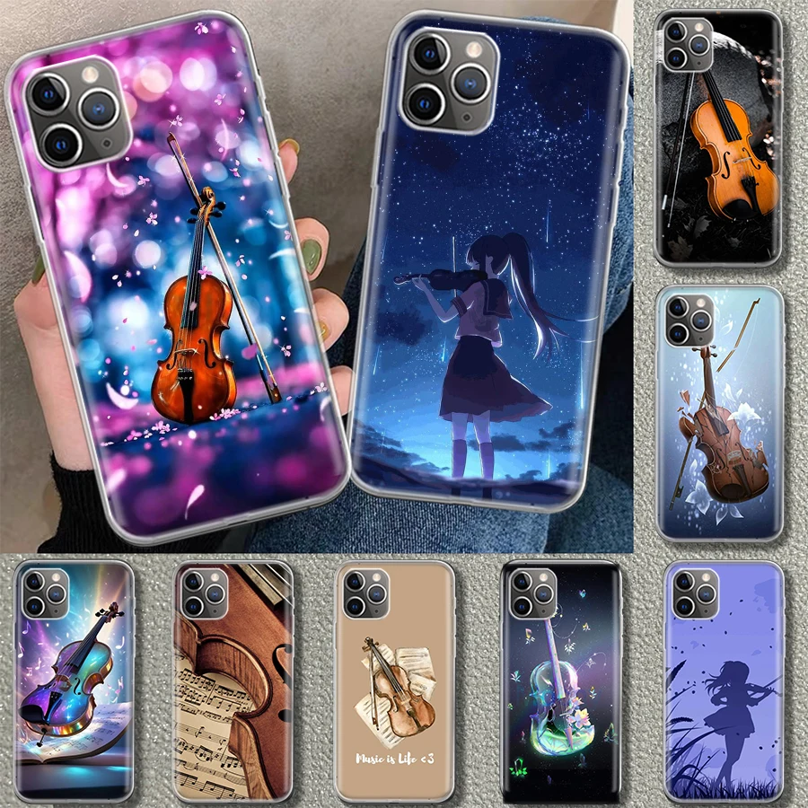 Music Violin Phone Case Cover for iPhone 11 12 13 14 15 16 Pro Max Apple X XS XR 7 Plus 8 + Art Customized Fundas 11 14 13 12 Mi