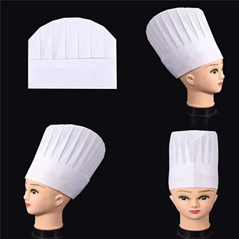 Hot kf-100 Packs Of Disposable Chef Hat SMS 100% Non-Woven Kitchen Cooking Hats Cap Party Baking