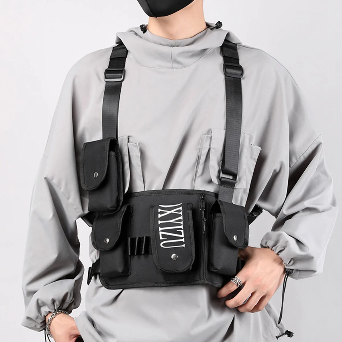 

Men's Tactical Chest Rig Bag High Quality Fashion Streetwear Multifunction Sports Cycling Vest Pockets Hip Hop Unisex Chest Bags