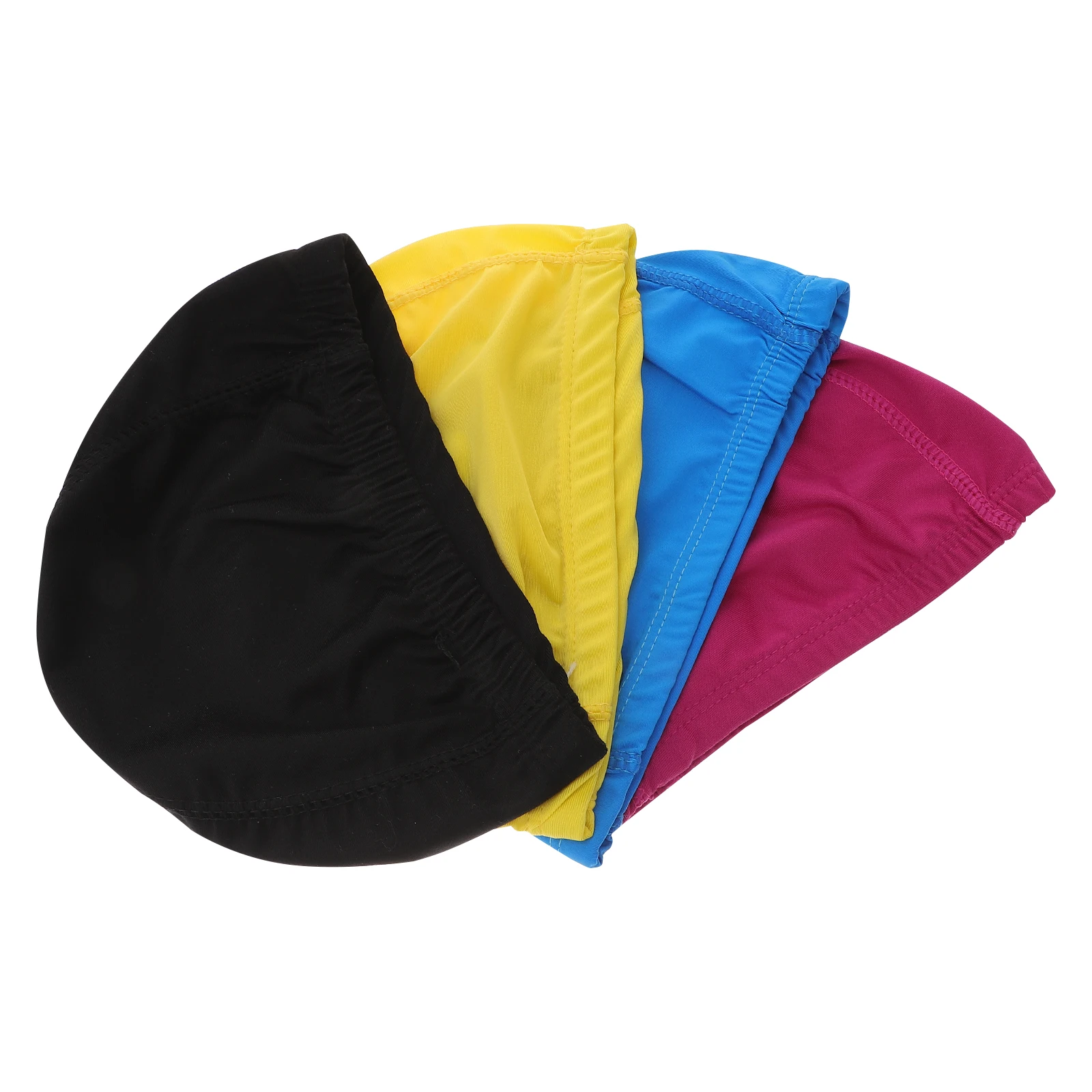 

4 Pcs Solid Color Swimming Cap Adult Swimmers Hat Hair No Deformation Caps Nylon