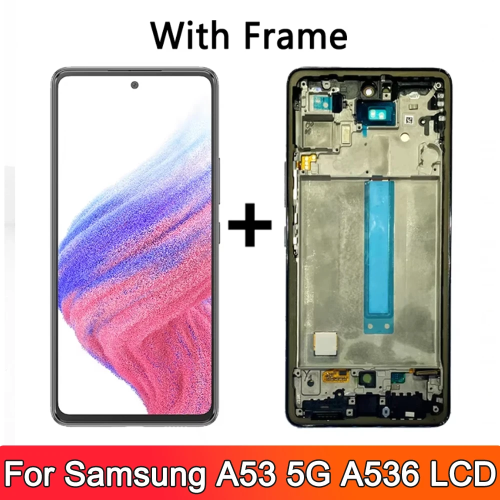 100% Getest OLED Voor Samsung A53 5G A536B A536U Lcd Touch Screen Met frame Digitizer Vergadering Reparatie onderdelen