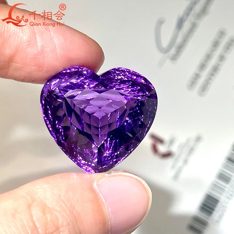 43ct heart shape millennium cutting beautiful Natural Amethyst gemstone loose stone for jewelry making with GRC certificated