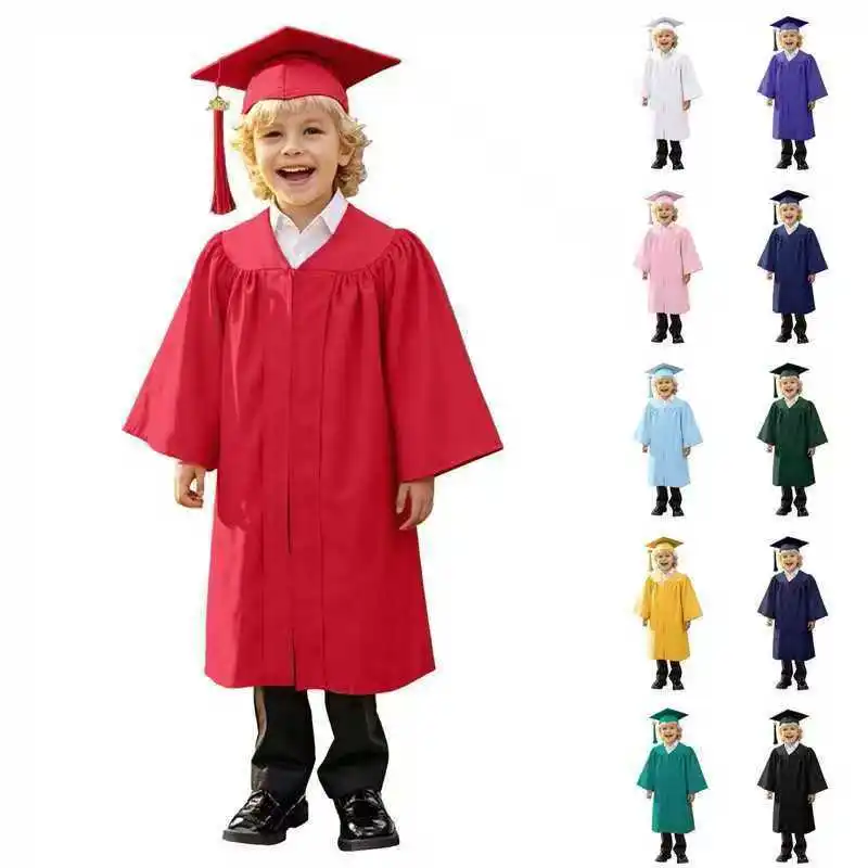 2025 New Children's Doctoral Uniform, Kindergarten Primary School Graduation Dress Graduation Robe