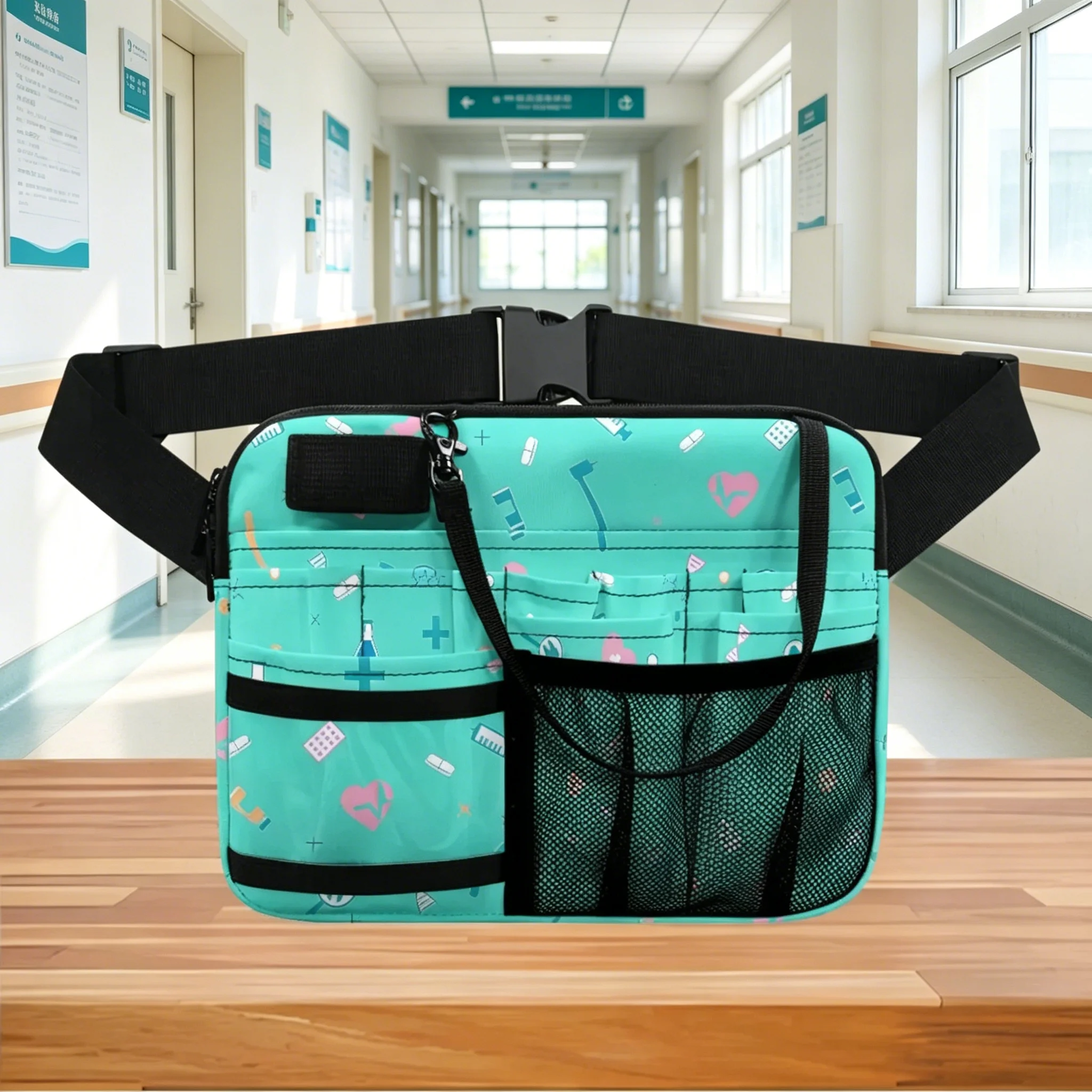 

Милая поясная сумка в медицинском стиле с мультяшным принтом, с держателем для стетоскопа, органайзер на пояс с несколькими карманами для медсестер и больниц