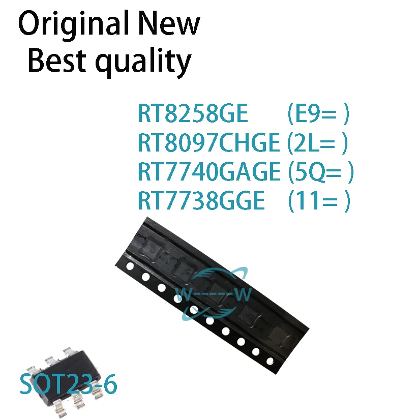 (10 PCS)New RT8258GE (E9= ) RT8097CHGE (2L= ) RT7740GAGE (5Q= ) RT7738GGE (11= ) RT8258 RT8097CH RT7740GA SOT23-6 IC Chip