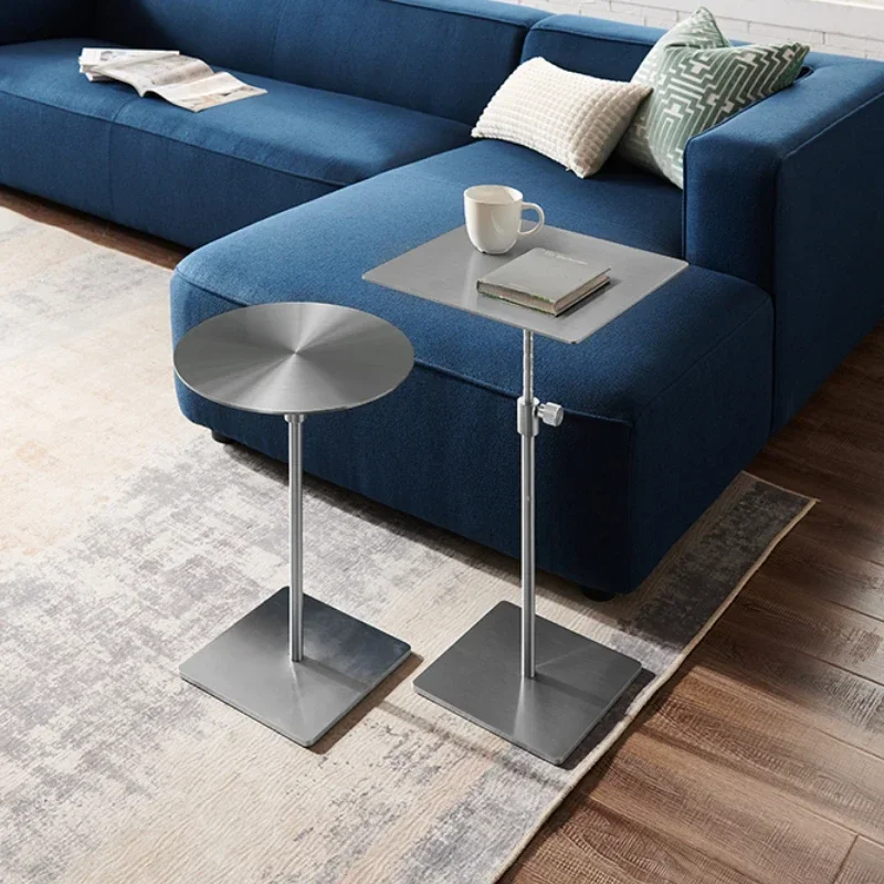 Adjustable Square Coffee Table Room Sofa Side Tables Light Luxury Metal Furniture Titanium Plating Mobile Bedside Tables WT138
