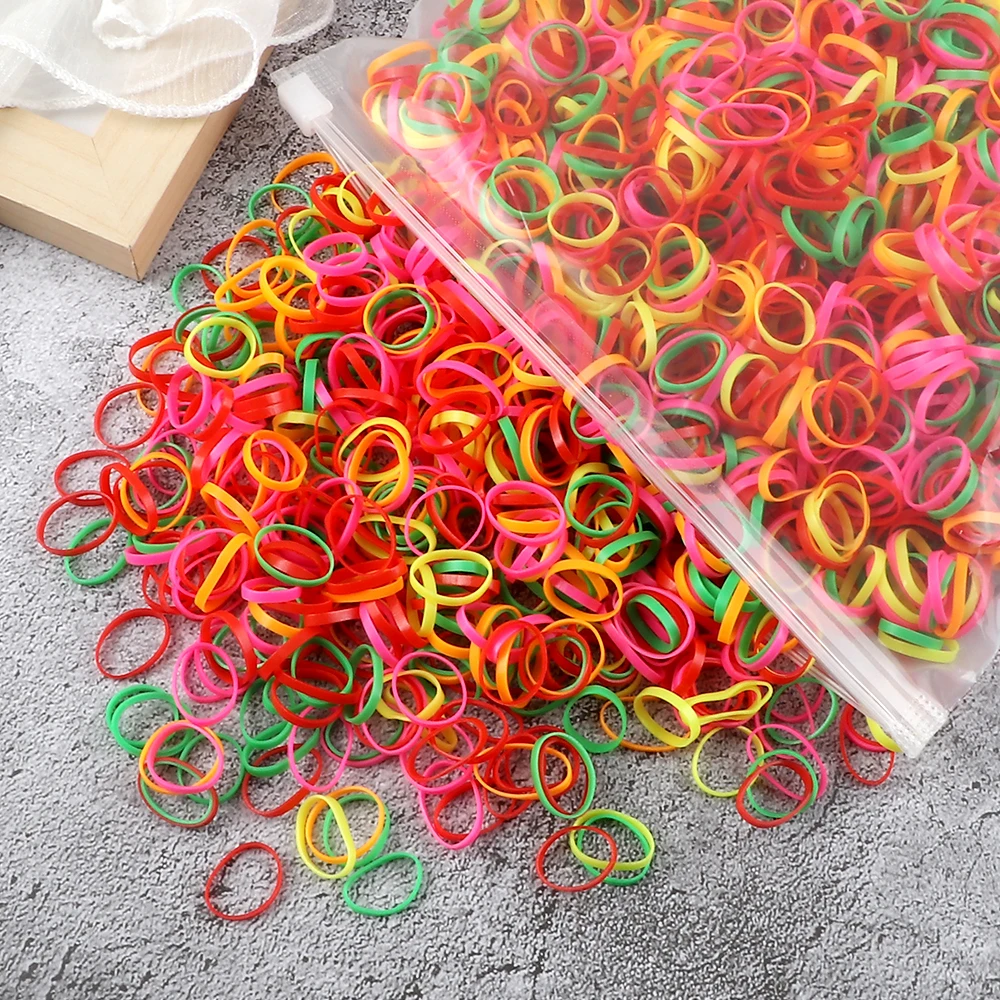 Color Elastic Hair Bands Teenitor 1000/2000pcs MultiColor Cute Hair Accessories Hair Ties Elastic Rubber Bands for Baby Girls