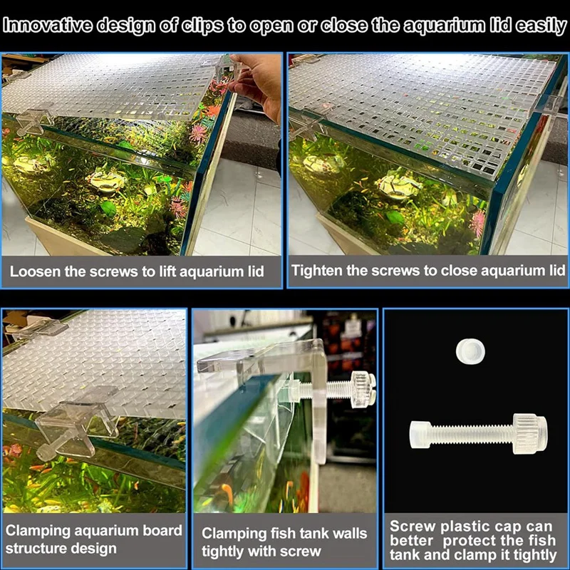 4 Aquarium Lid Hood Fish Tank Top Cover Terrarium Lid Plastic Grid Panel Egg Crate Grate 6 Aquarium Cover Board Clip