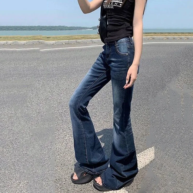 Sexy damesjeans met lage taille Lente zomer Slim Fit Elasticiteit Denim uitlopende broek Amerikaanse retro streetwear Y2k cowboybroek