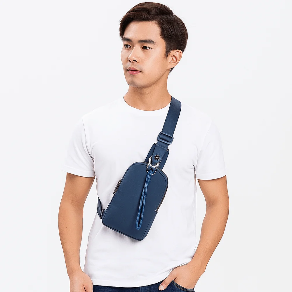 

Casual Men's Chest Bag Adjustable Strap Commuting Nylon Sling Shoulder Bag Breathable Waterproof Male Crossbody Bag