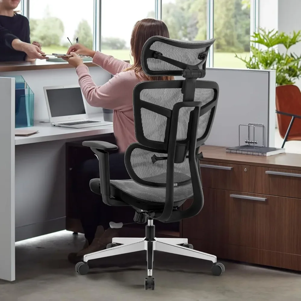 Ergonomic Office Chair, High Back Office Chair, Big & Tall Mesh Computer Chair with Lumbar Support/Headrest/5D Armrests