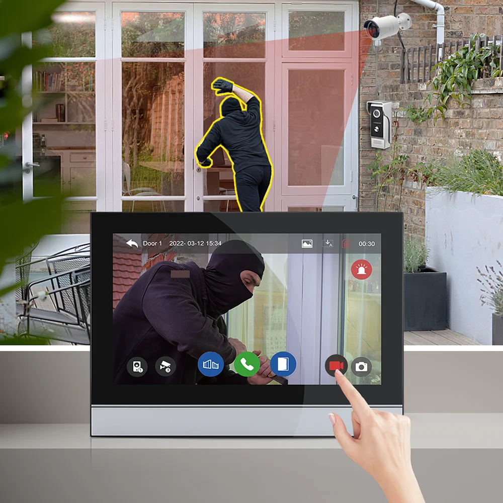 Imagem -03 - Sistema de Campainha de Vídeo Wi-fi sem Fio Câmera de Porta de Interfone 1080p Tela Sensível ao Toque de 10 Espaços Intercomunicador de Vídeo Cartão sd de 32gb para Casa
