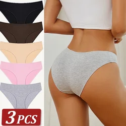 3Pcs Women's Cotton Briefs Seamless Underwear Women Panties Sexy Breathable Briefs Female Stretch Ladies Soft Lingerie