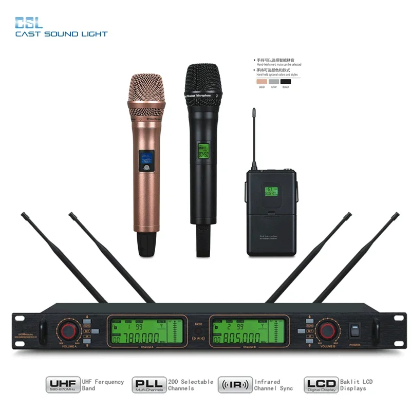 Professional UHF True Diversity Handheld Microphone for Stage Performance and Studio Use Wireless Karaoke