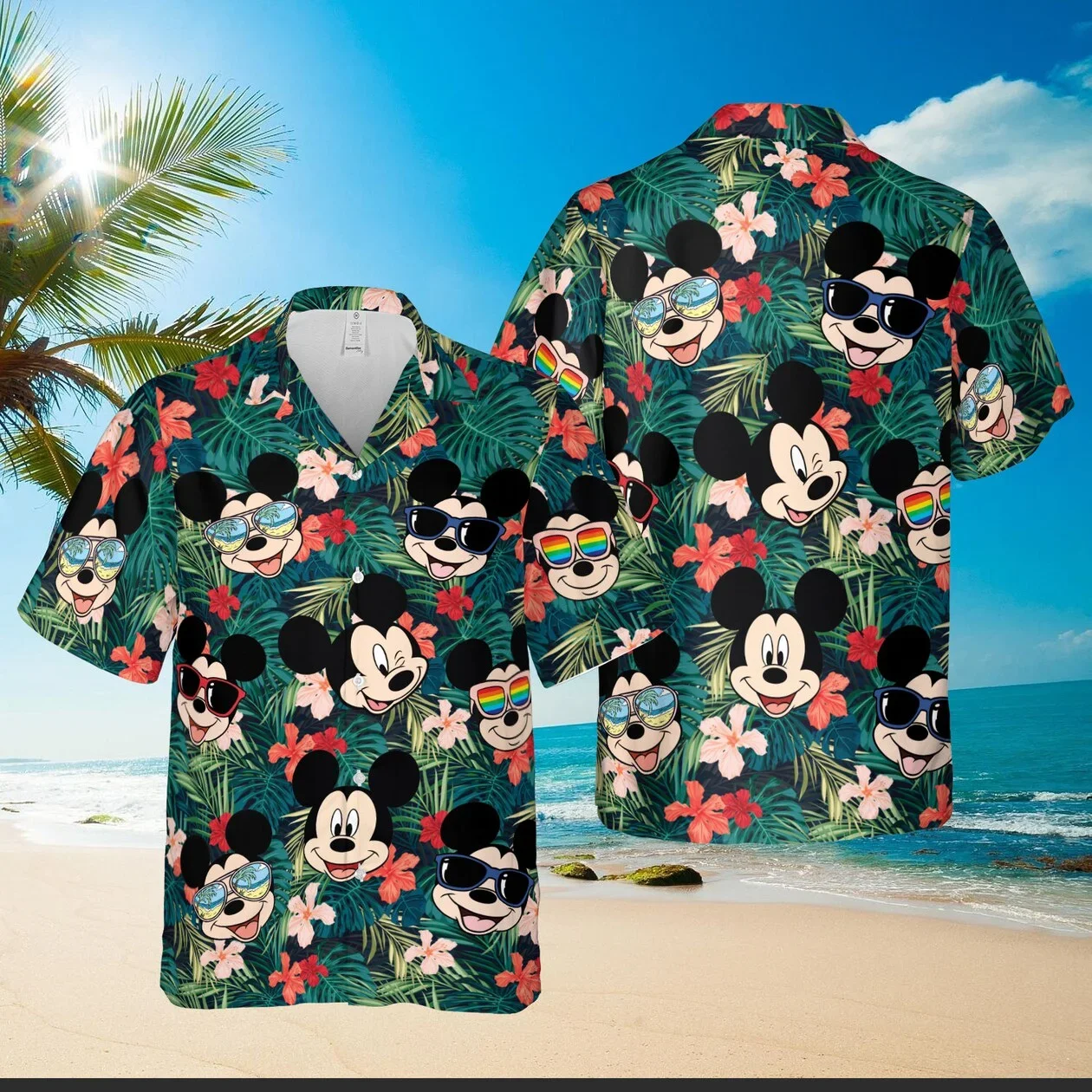 

New 2024 Disney Mickey Mouse Hawaiian Shirt Summer Beach Trip Family Hawaiian Shirt Aloha Hawaiian Beach Shirt