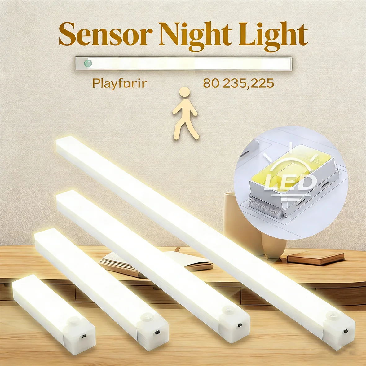 

Беспроводной светодиодный ночник | Датчик движения, перезаряжаемый через USB | Подходит для кухни, спальни, шкафа, лестницы, прихожей.