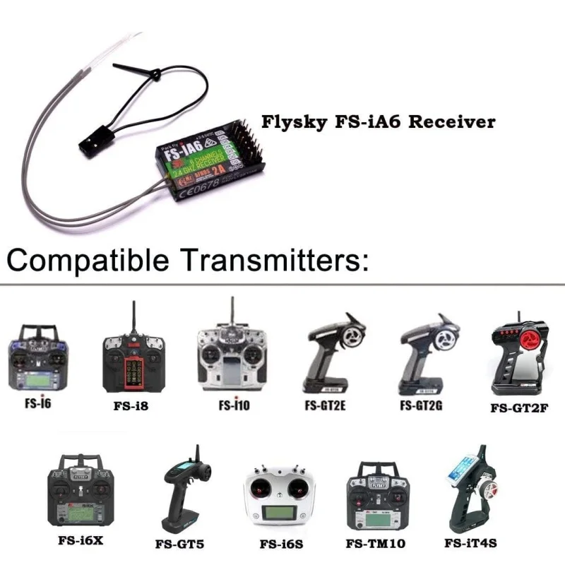 Flysky FS-IA6 6CH RC receptor antena Dual PPM puerto iBus para FS-i4 i6 i10 GT2E GT2F GT2G transmisor Drone FPV Racing Quadcopter