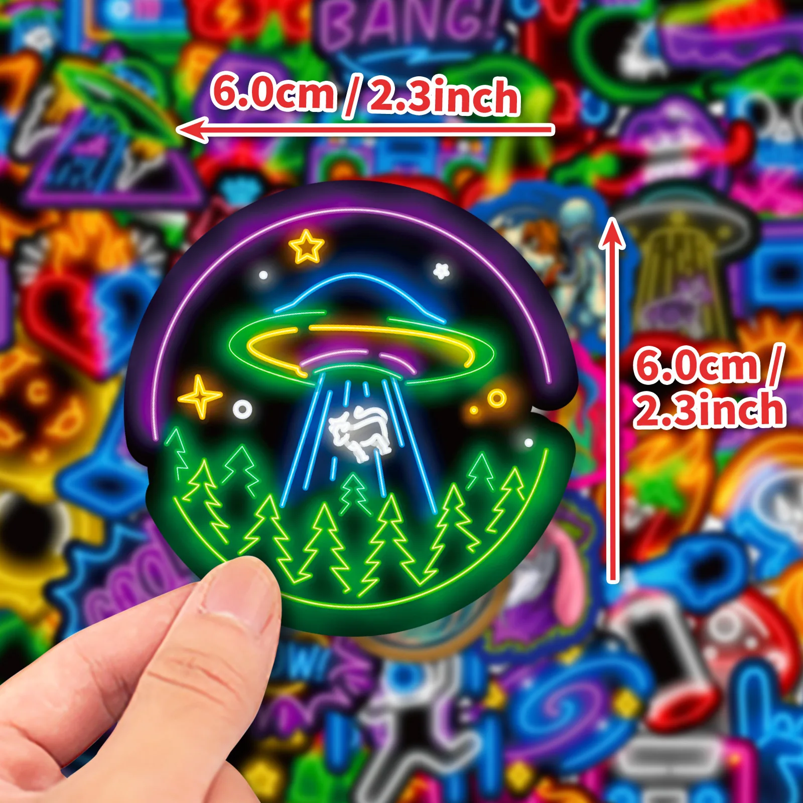 10/25/50pcs Cool Neon Light Graffiti Stickers for DIY Scrapbooking Phone Laptop Guitar Suitcase Motorcycle Helmet Water Bottle