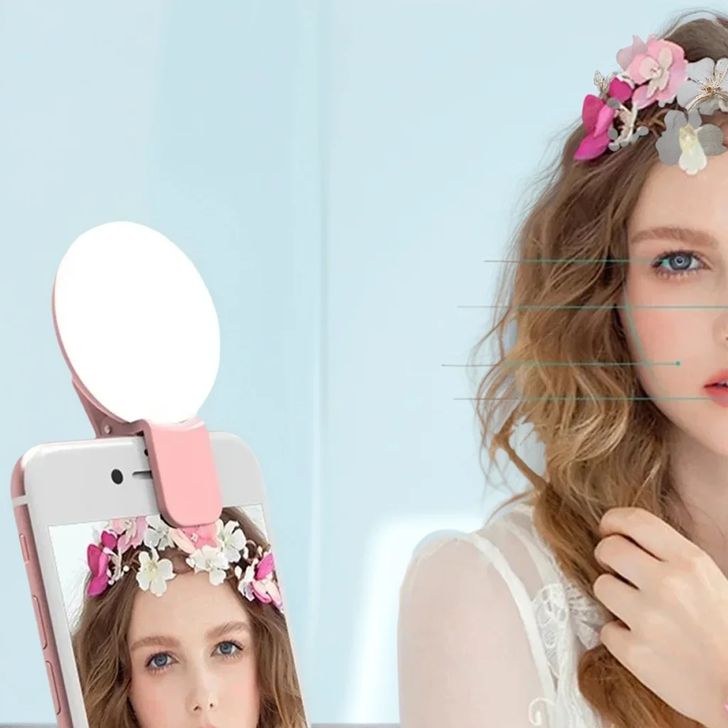 Портативная мини-кольцевая лампа для селфи — USB-аккумуляторная светодиодная вспышка с зажимом для телефонов