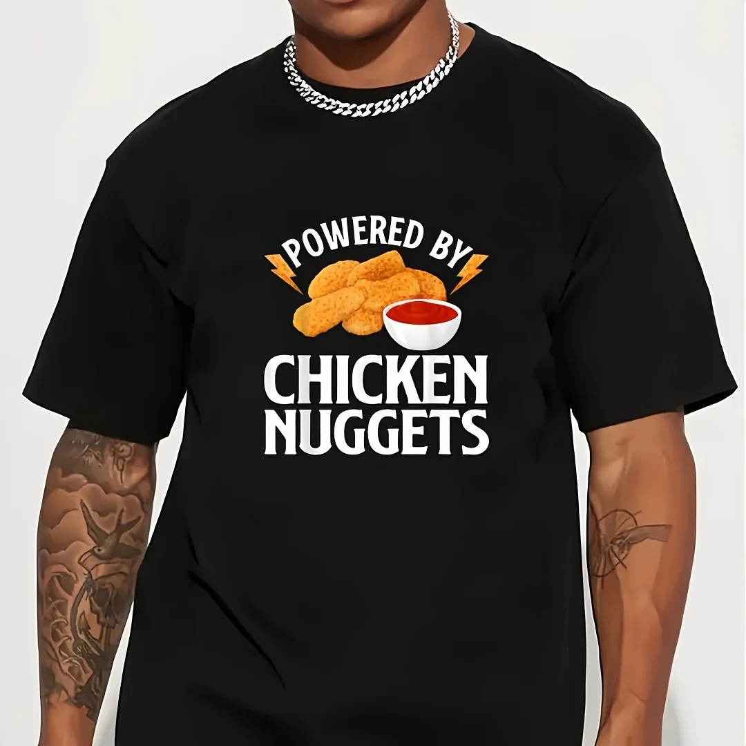 1pc Chicken Nugget Power Chicken Nugget Sauce Lightning Power Funny Quote Pattern Heat Transfer Sticker, Suitable for Clothing, T-shirts, Jeans, Hoodies and Pillowcases, Fashionable, Durable and Washable Heat Transfer Sticker
