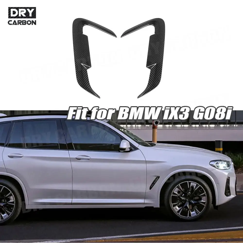 

Carbon Fiber Front Bumper Side Fender Trims Flaps Styling For BMW iX3 G08i 2022 FRP Black Car Body Kits Decoration Accessories