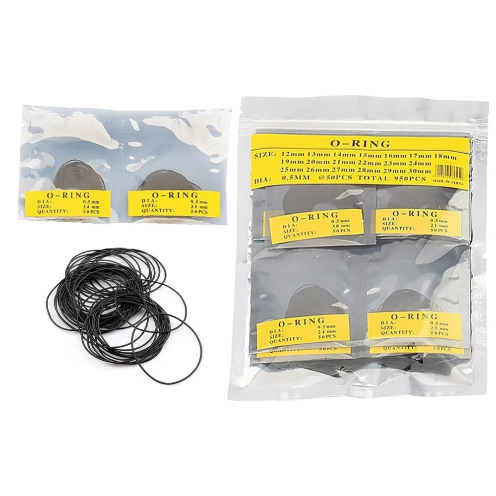 โอริงซีลนาฬิกากันน้ำ0.5มม./0.6มม./0.7มม. 950ชิ้นปะเก็นเครื่องมือซ่อมนาฬิกาข้อมืออุปกรณ์เสริมสำหรับช่างนาฬิกา