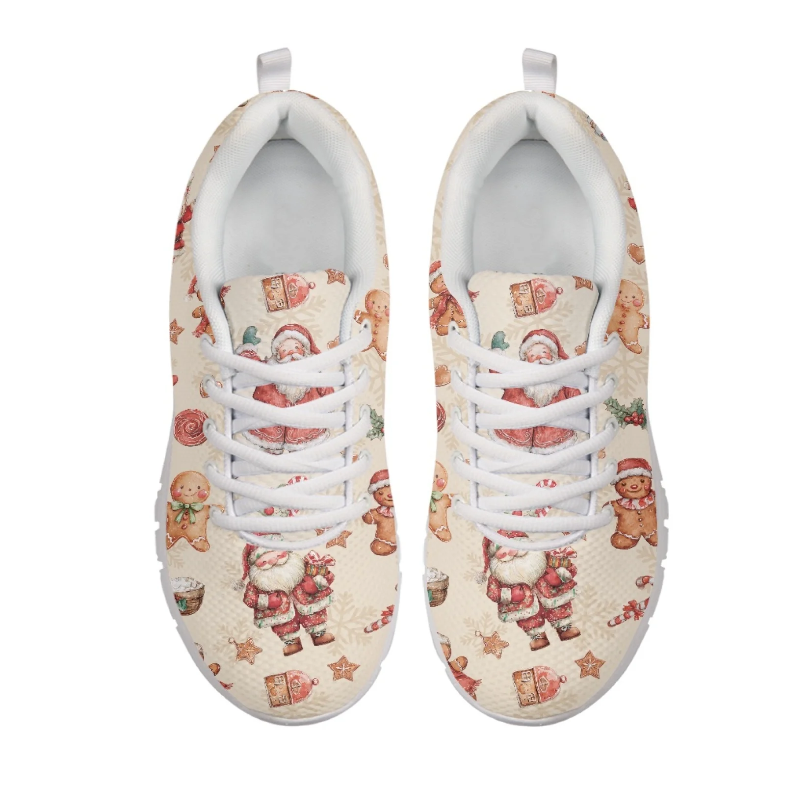 Coloranimal Lace Up Comfortable Fitness Shoes for Women Men's Tennis Shoe for Hiking Red Snowflake Pattern