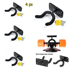 4pack Durable Wall Mount Skateboard Deck Display Wall Mount Horizontal Hanger Rack Stable Sturdy Longboard Storage Display Rack