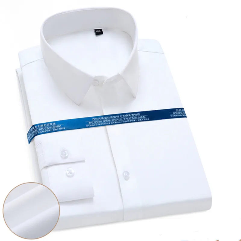 Nieuwe Stretch Anti-Rimpel Katoen Mannen Shirts Lange Mouw Dress Shirts Voor Mannen Slim Fit Camisa Social Business blouse Wit Shirt