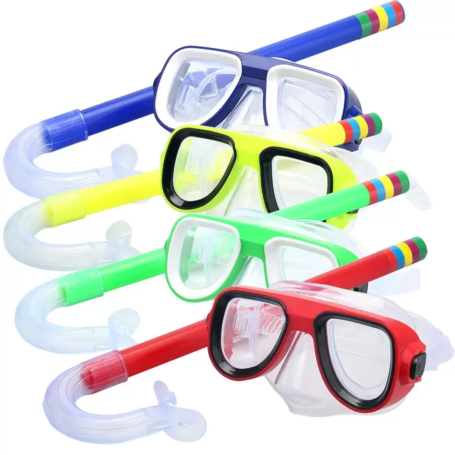 Kids Diving Goggle Mask Breathing Tube Shockproof Anti-fog Durable Underwater Swimming Glasses Band Snorkeling Accessories Set