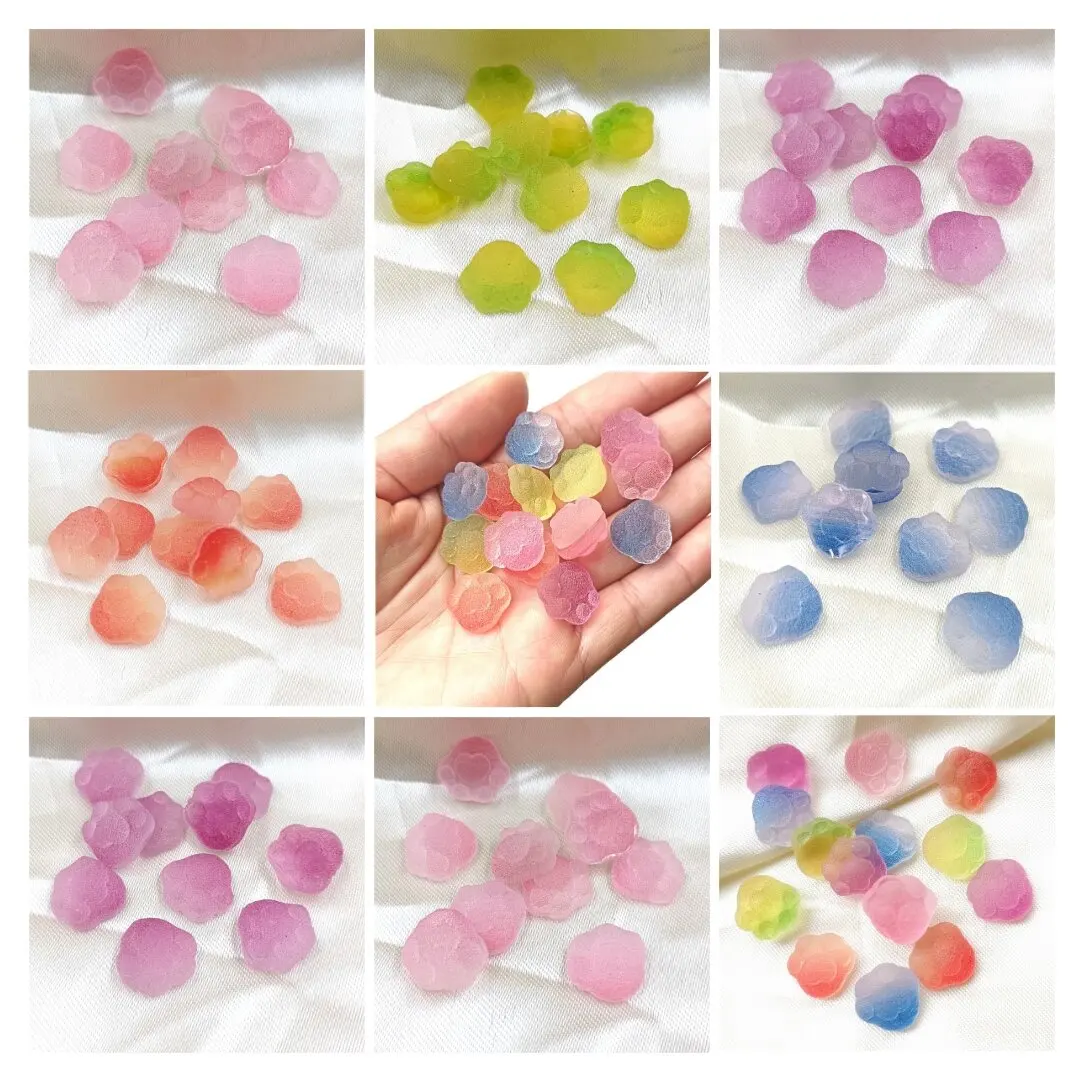 10pcs/bag 15mm Gradient Two-color Resin Cat Paw Beads Without Hole Jewelry DIY Handmade Decorative Materials Accessories