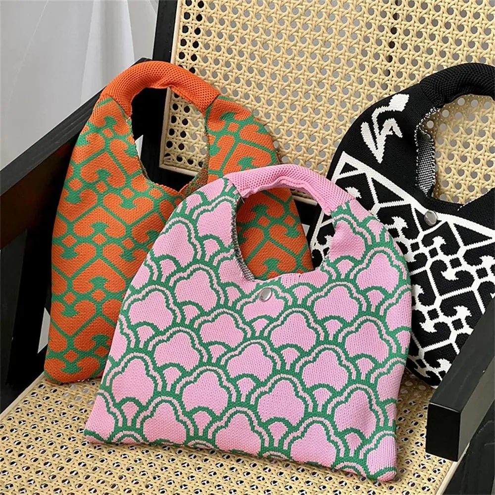 Casual Knitted Knit Handbags Handmade Large Capacity Tote Bag Reusable Portable Shopping Bags for Women