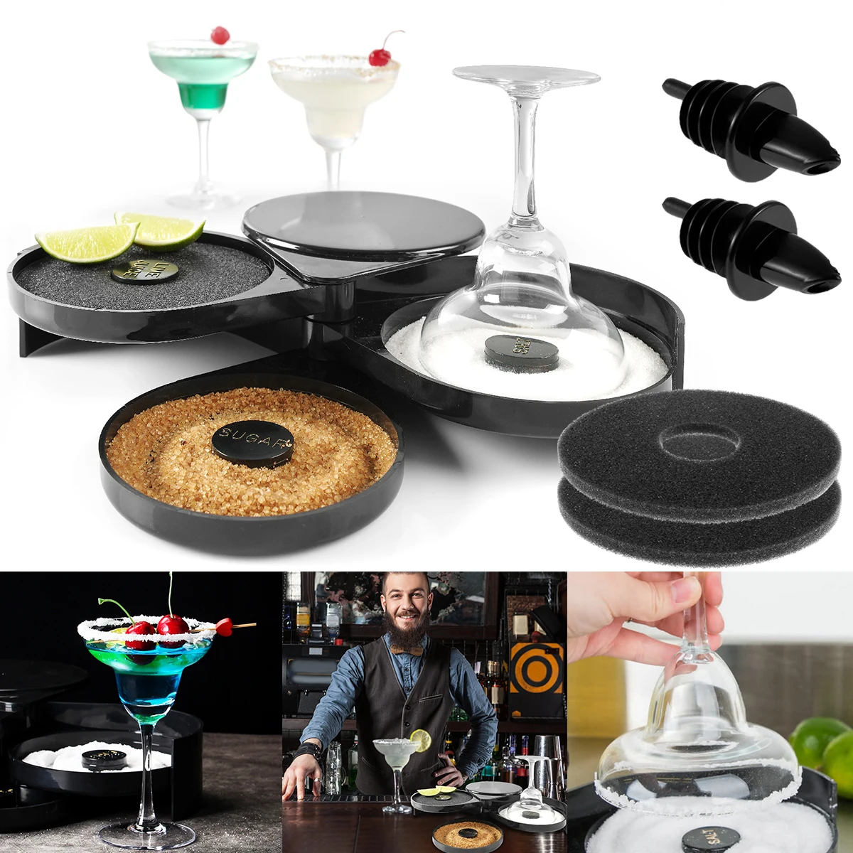 

Стеклянная стойка для приготовления соли маргариты, домашняя коробка для сока лайма, сахарной соли, контейнер для специй для коктейлей, доска для приправ