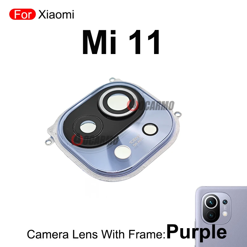 Per Xaiomi Mi 11 obiettivo della fotocamera posteriore posteriore con parti di ricambio della copertura in vetro del telaio