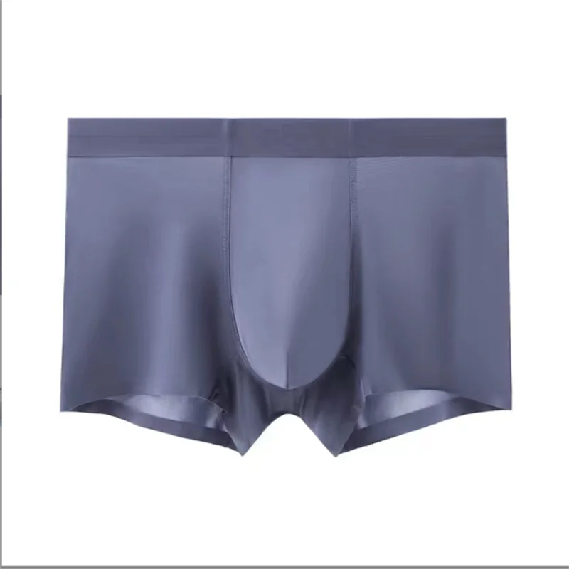 Men's underwear 5A antibacterial graphene flat corner pants, solid color student ice silk seamless shorts