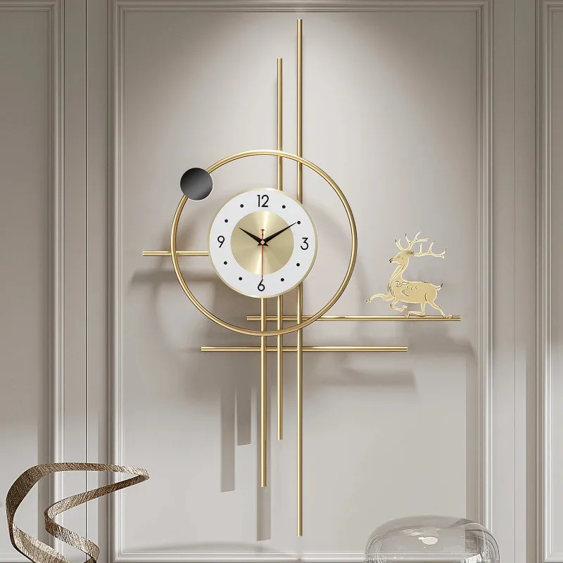 

Large Wall Clock for Living Room Decor Handmade Seashells Modern Walnut Pointer Metal Frame Wall Decor Silent Non Ticking Clocks