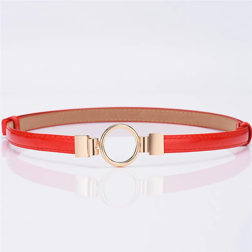 

Fashion Slim Belt for Women Round Metal Buckle PU Leather Cute Red Khaki White Waistband Cinto пояс женский Luxury Designer