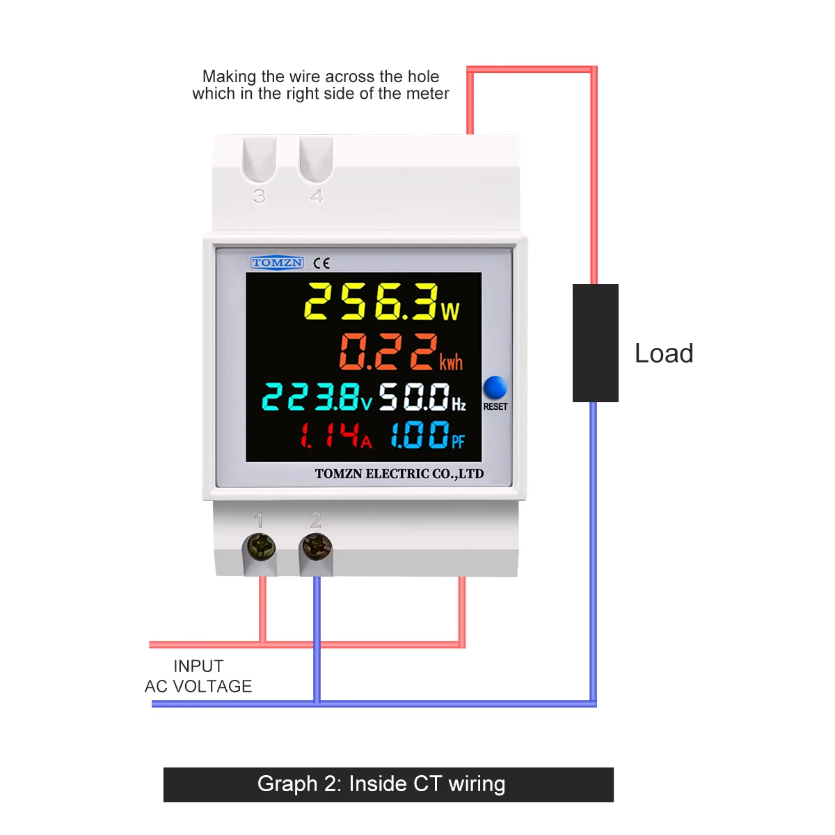 Tomzn-電気エネルギー周波数計,6in 1 DINレール,acモニター,電圧電流,電力率アクティブ,kwh,ボルト,amp,110v,220v,100a