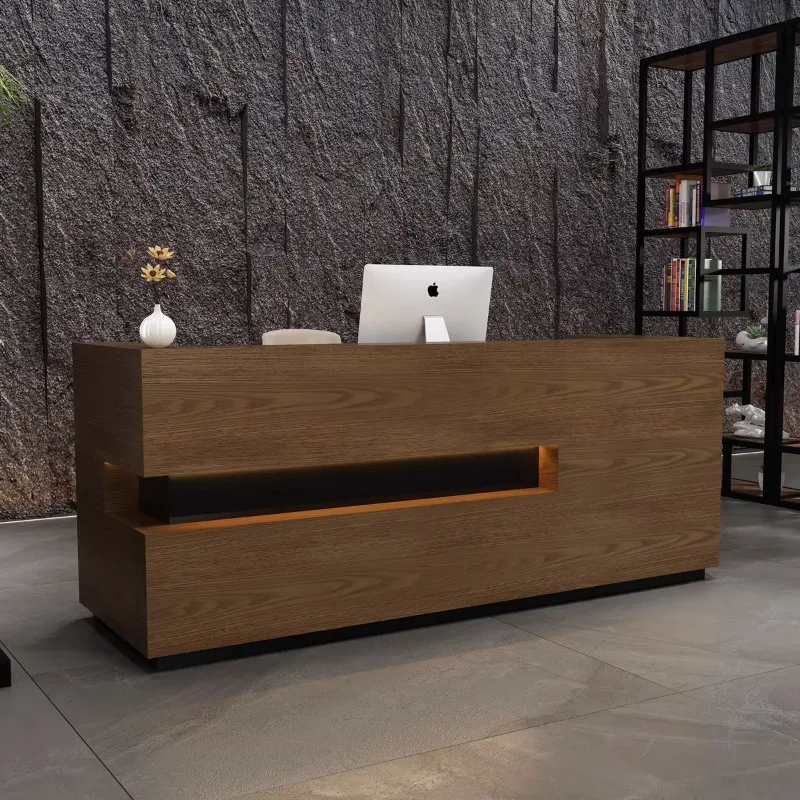 Retail Supermarket Reception Desk Modern Luxury Counter Commercial Wood Reception Desk Hotel Commercial Shop Furniture HDH