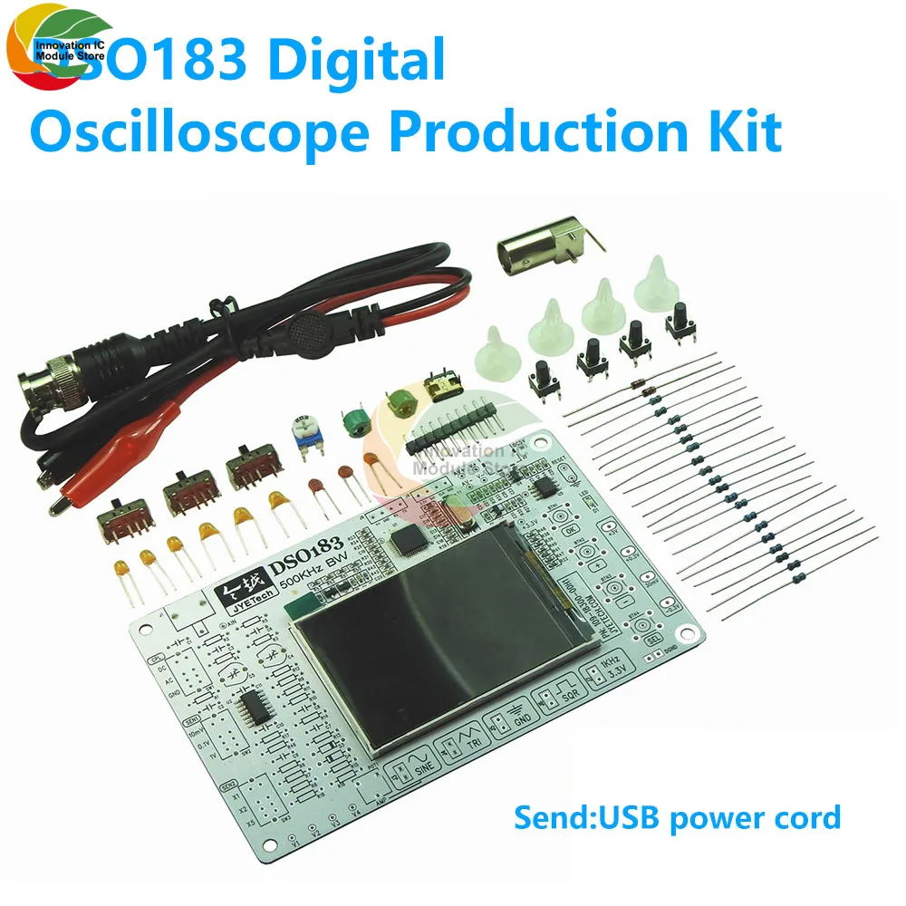 

DC5V DSO183 Digital Oscilloscope DIY Loose Parts Teaching Practical Training Electronic Production Kit 0-500KHz Type C Interface