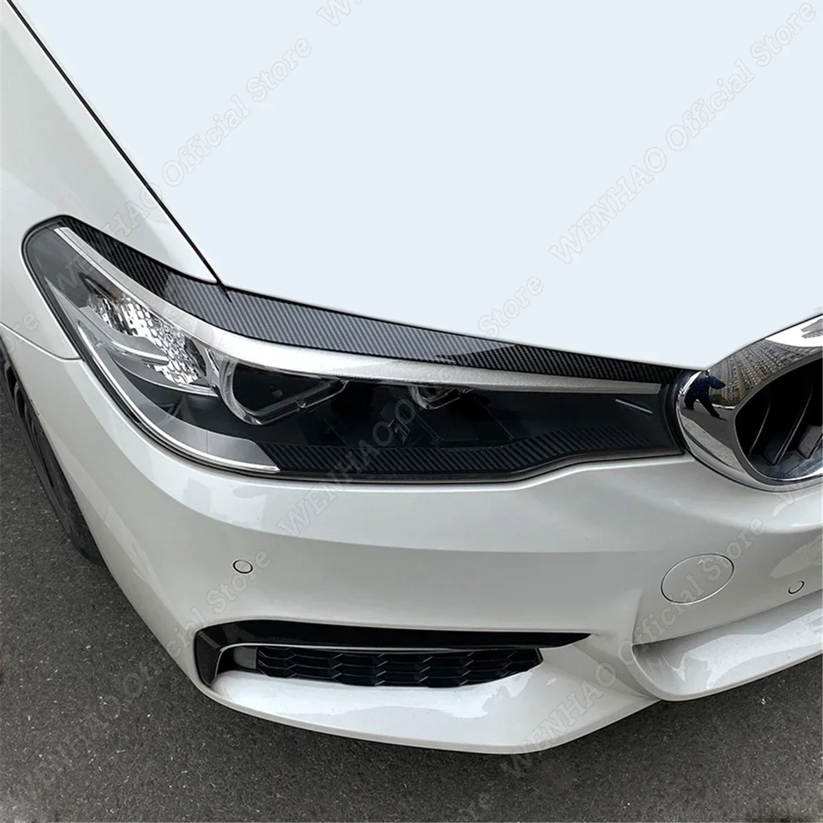 2pcs Gloss Black Headlight Eyelids Eyebrows for BMW 5 Series G30 G31 G38 F90 M5 525I 530I 540I 2017-2021 ABS Plastic Accessories