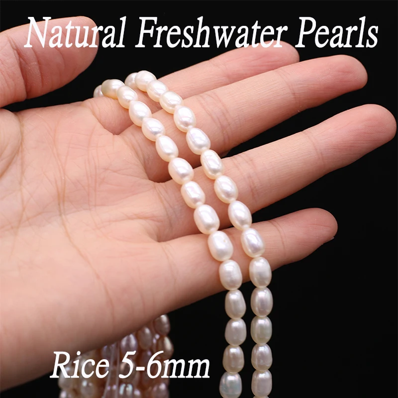 Natural Zhuji Freshwater Real Culture Pearl Beads Loose White Rice Pearl Bead for Jewelry Making Diy Necklace Bracelet Accessory