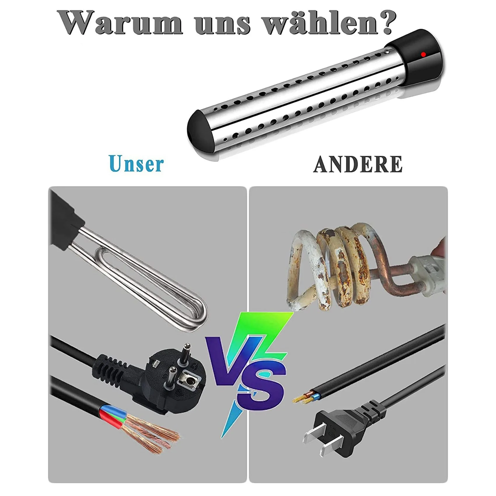 2500w Tauchsieder, Pool heizung automatischer Timer, sichere Pool heizung Tauchsieder, perfekt für Heim-EU-Stecker