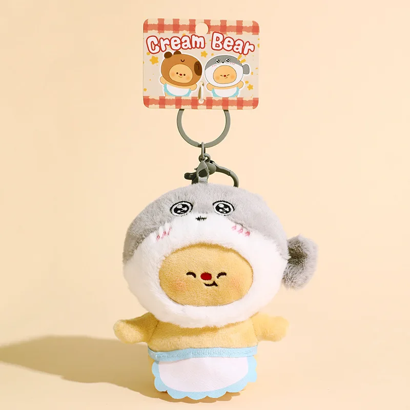 Cute Cream Bear Pendant Key Ring Cartoon Fashionable Kawaii Plush Toy Charm Keychains Creative Butter Bear Keyrings Kids Birthda