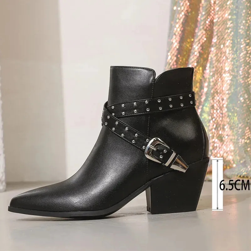 genuine-leather-western-ankle-boots-women-fashion-rivet-belt-buckle-design-shoes-sexy-pointed-toe-square-heel-zipper-botas-mujer