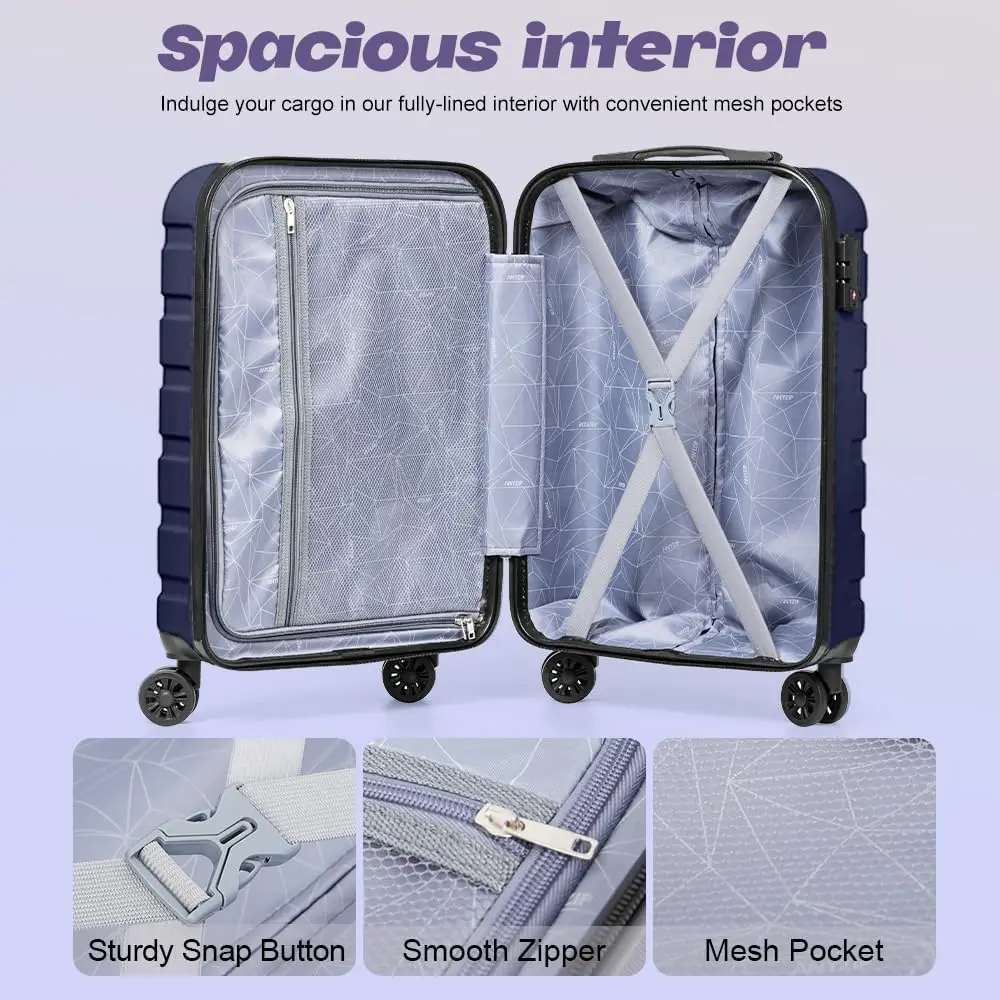 Lightweight 5-Piece ABS Hardshell Suitcase Set with 4 Universal Wheels, TSA Lock, and Carry-On Option for Travel