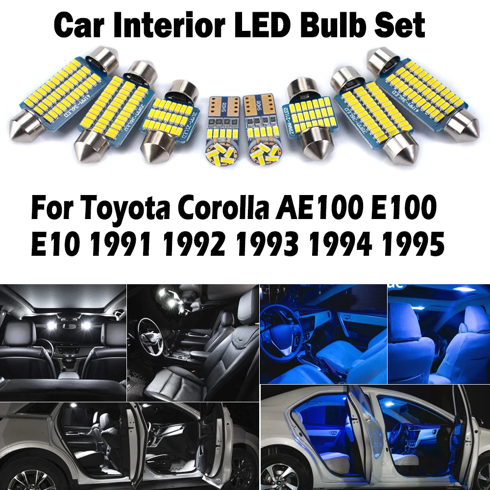 8Pcs Canbus For Toyota Corolla AE100 E100 E10 1991 1992 1993 1994 1995 LED Interior Map Trunk Reading Light Kit Car Indoor Bulbs